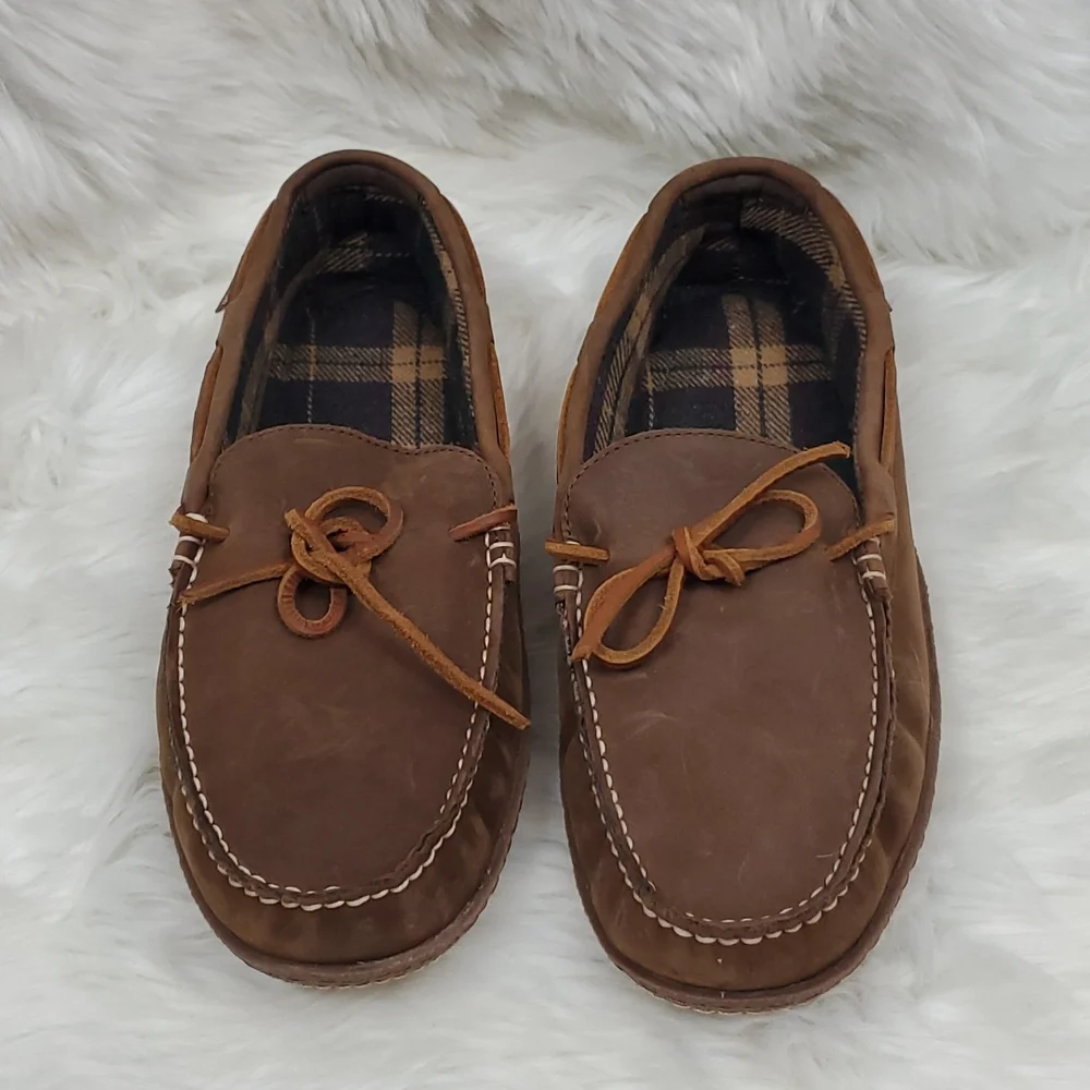 L.L.Bean brown suede slip on shoes slippers men size 12